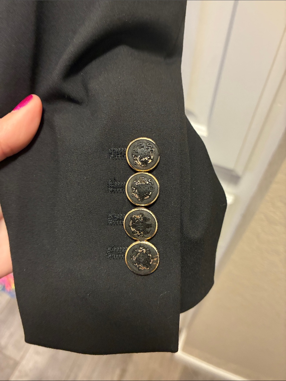 Zara black one button blazer with gathered shoulders- freshly dry cleaned - Picture 7 of 15
